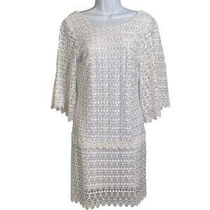 Julian Chang Y2K White Crochet Lace Dress Size S Coquette Romantic Soft Girl